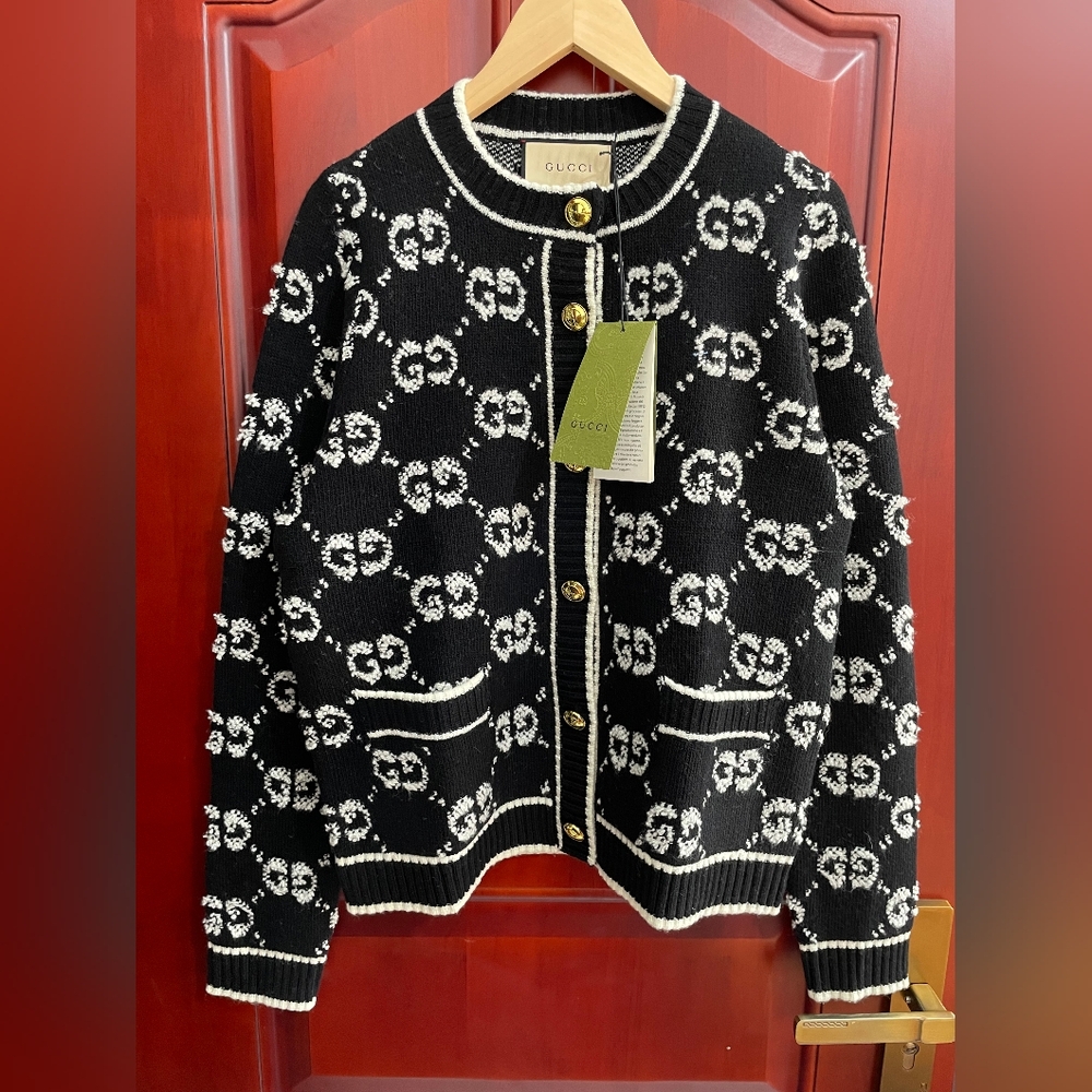 Gucci GG Jacquard Wool Cardigan